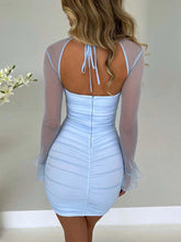 Halter Lace-Up Petal Mini Dress