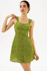 Floral Cami Lace Up Trim Mini Dress