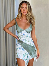 Printed Strap Contrast Mini Dress
