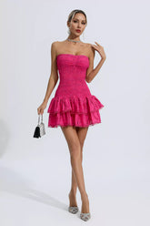 Bridget Rose Red Ruffle Mini Dress