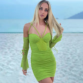 Suspenders Openwork Mini Dress