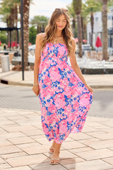 Aria Multi Blue Floral Maxi Dress