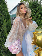 Sequins Dress Plunge Long Sleeves Sexy Birthday Party Bodycon Mini Dresses