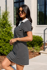 Prepared For Anything Black and White Collared Stripe Dress SALE