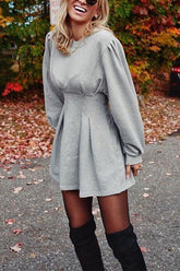 Ruched Waisted Swing Mini Dress(6 Colors Available)