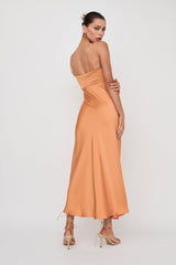 Missoula Cami Strap Padded Bust Midi Dress Orange
