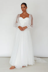 Fairytale Dream Sheer Sleeve Maxi Dress White