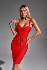 Oaklynn Red Bandage Mini Dress