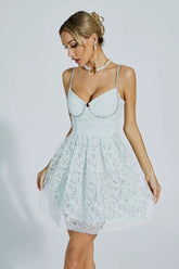 Ellison Green Lace Mini Dress