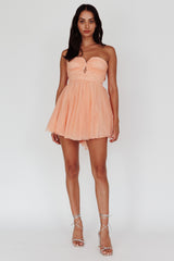 Summer Sweetheart Bow Back Mesh Mini Dress Peach