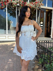 Alex White Lace Tiered Mini Dress