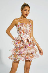 Irma Floral Ruched Slip Mini Dress