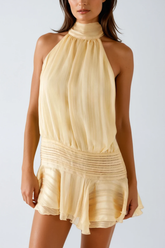 Bernique Halter Neck Ruch Ruffle Mini Dress