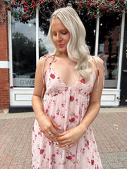 Brandy Pink Berry Floral Tie Strap Maxi Dress