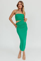 Somebody Cut-Out Halter Neck Midi Dress Green