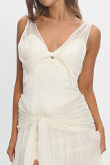 Izabelle Twist Accent Maxi Dress Pearl
