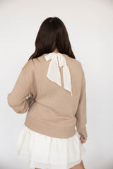 Cassie Beige Sweater Mini Dress
