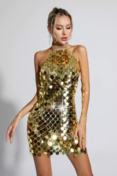 Fatima Gold Sequin Mini Dress