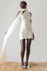 Sleeveless One-Shoulder Mini Dress