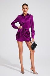 Saxton Purple Long Sleeve Mini Dress