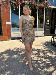 Dana Metallic Cheetah Print Mini Dress