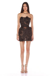 3D Flower Embroidered Off-Shoulder Mini Dress