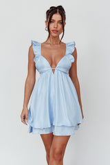 Siren Song Frill Strap Mini Dress Sky