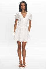 Aylin Collared Eyelet Mini Dress White
