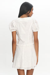 Aylin Collared Eyelet Mini Dress White