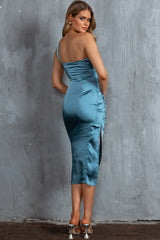 Hollywood Nights One-Shoulder Midi Dress Midnight Blue