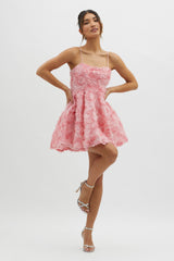Mariela Floral Embellished Mini Dress Pink