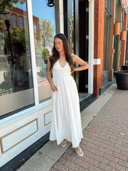 Tay Smocked Halter Midi Dress- White