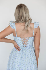 Winslow Blue Floral Eyelet Midi Dress