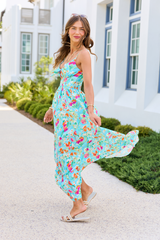 Lila Turquiose Floral Maxi Dress