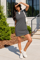 Prepared For Anything Black and White Collared Stripe Dress SALE