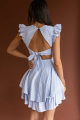 Nellie Lace Bust High Neck Dress Blue