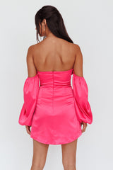 Lilly Off-Shoulder Bow Mini Dress Pink