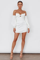Lilly Off-Shoulder Bow Mini Dress White