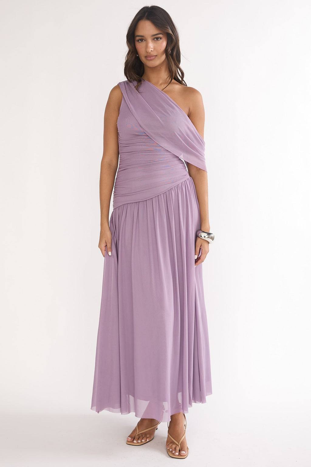 Amretha Asymmetric Neckline Maxi Dress Amethyst