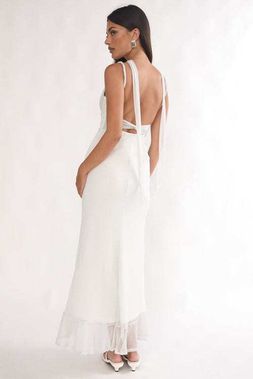 Chantrelle Twist Back Split Maxi Dress Silver