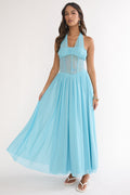 Jovella Halterneck Mesh Dress Blue