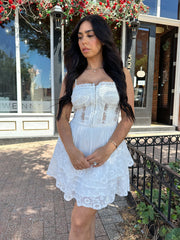 Alex White Lace Tiered Mini Dress