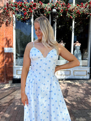 Brenna White Polka Dot Midi Dress