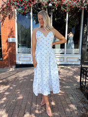 Brenna White Polka Dot Midi Dress