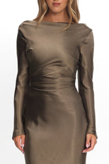 Loveland Cowl Back Midi Dress Olive