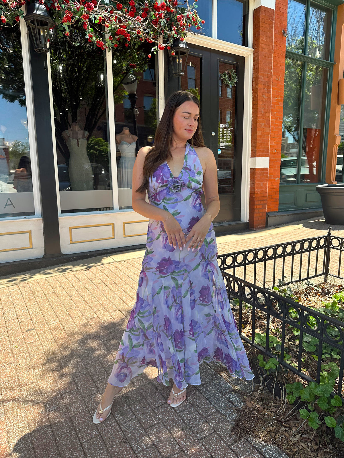 Kelsey Purple Floral Halter Maxi Dress