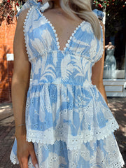 Lauren Blue Eyelet Mini Dress