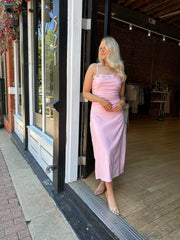 Polly Pink Shell Button Strap Maxi Dress