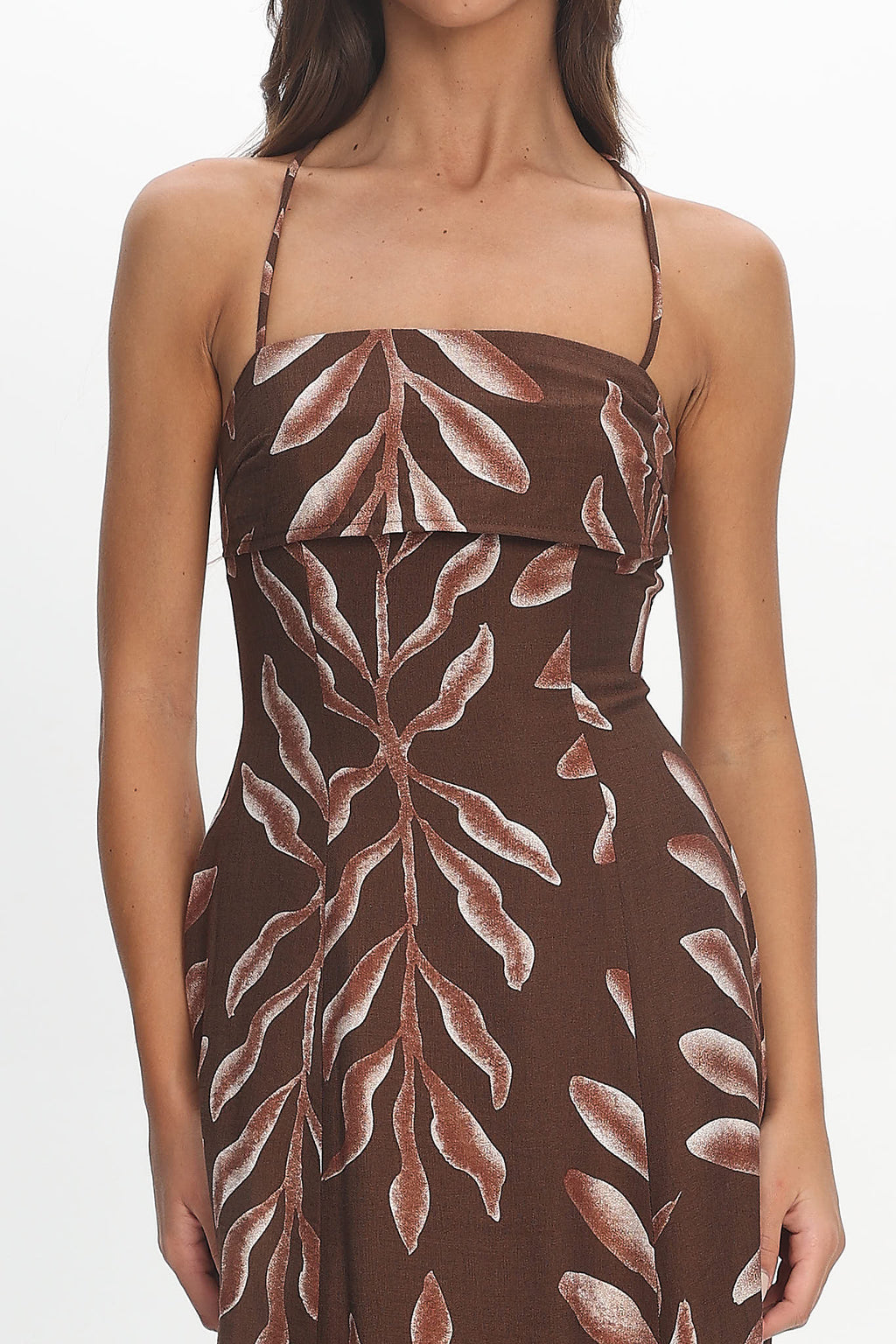 Mariana Strappy Back Maxi Dress Print Chocolate