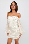 Dance The Night Corset Bodice Mini Dress Cream